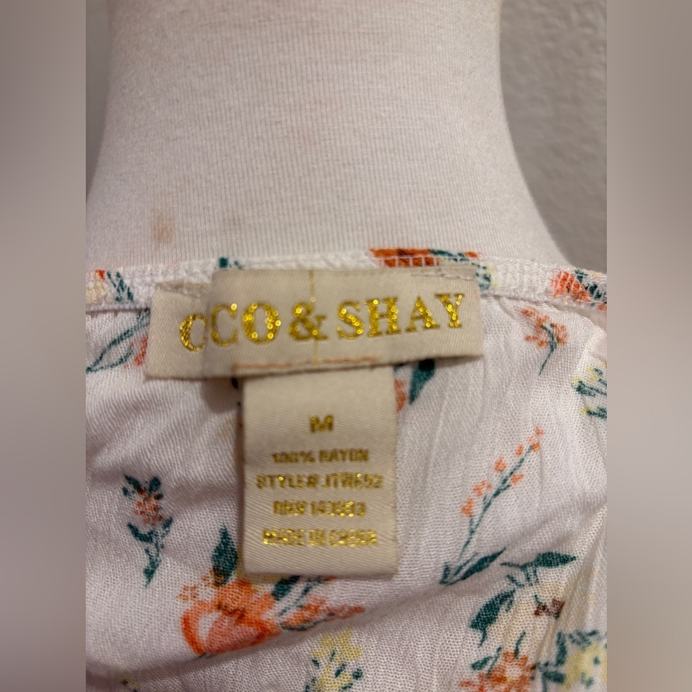 Floral White and Orange Women's Top - Picture 2 of 4
